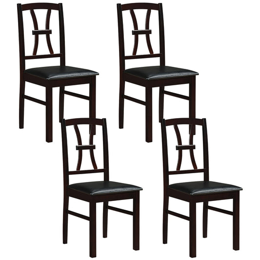 4 Wooden Dining Chairs, Faux Leather Seat, Brown Dining Chairs Brown at Gallery Canada