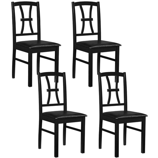4 Wooden Dining Chairs, Faux Leather Seat, Black Dining Chairs Black at Gallery Canada