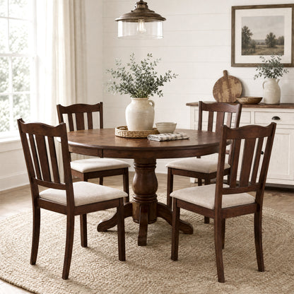 4 Wooden Dining Chairs, Hollow Back, Soft-Padded Cushion, Walnut