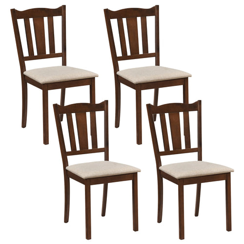 4 Pc Wooden Dining Chairs Soft Cushion, Walnut