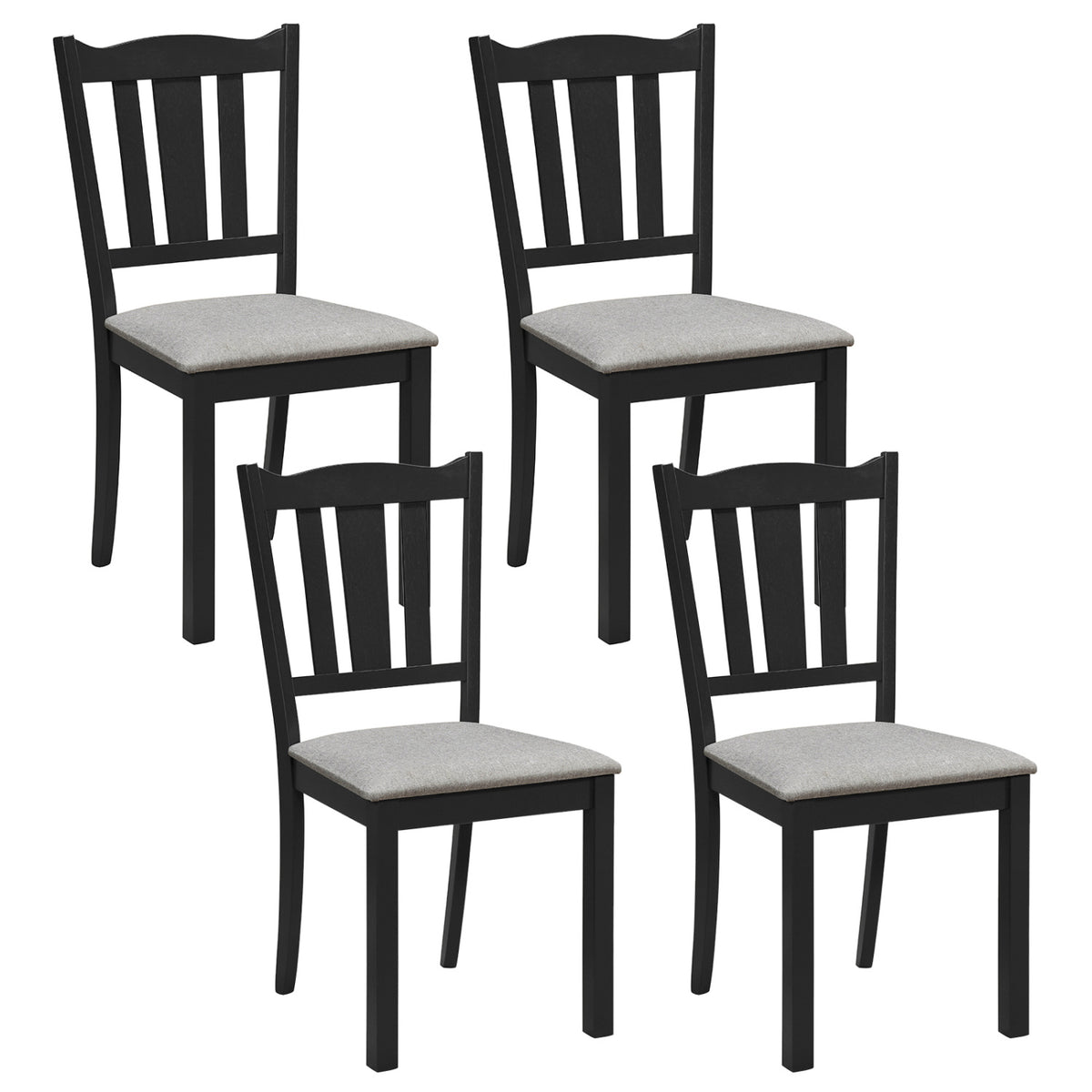 Set of 4 Wooden Dining Chairs, Black