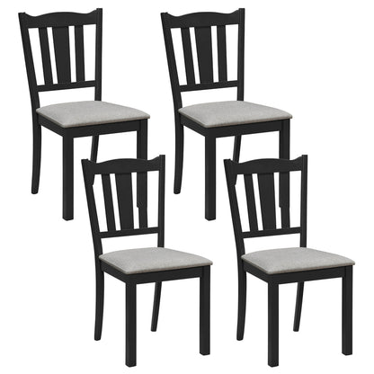 Set of 4 Wooden Dining Chairs, Black