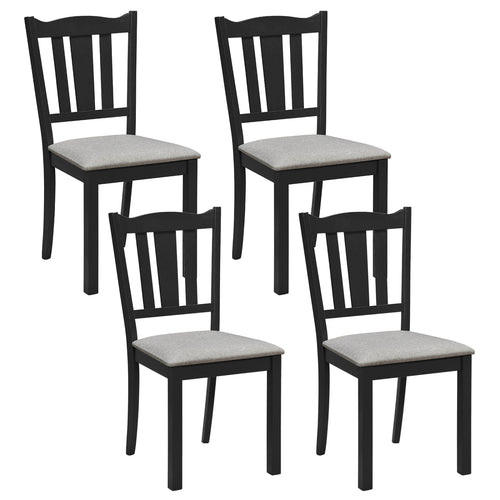 Set of 4 Wooden Dining Chairs, Black