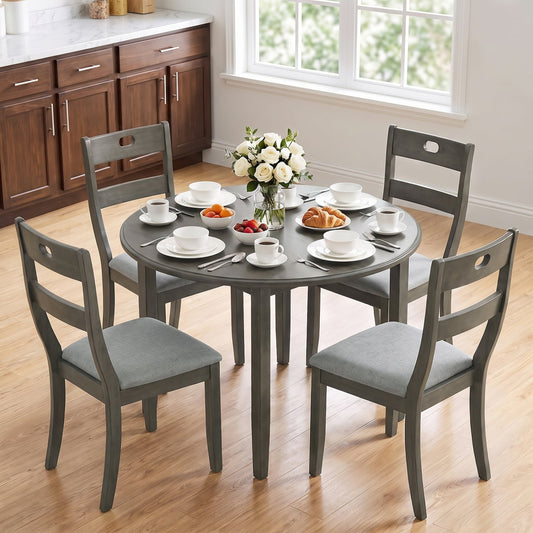 4 Wooden Dining Chairs, Padded Seats, Rubber Wood, Gray Dining Chairs Gray at Gallery Canada