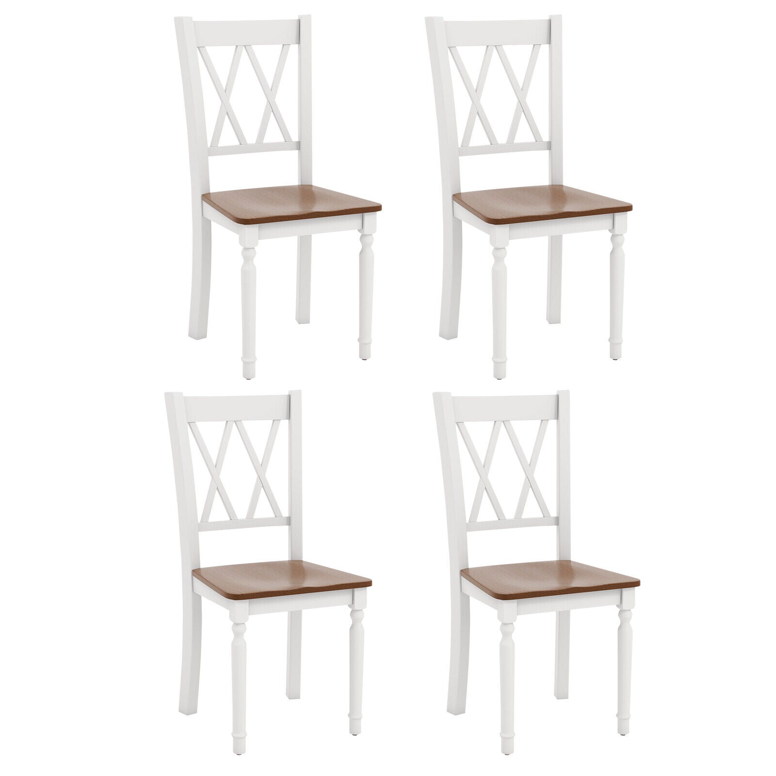 Set of 4 Wooden Farmhouse Kitchen Chairs with Rubber Wood Seat, Walnut Dining Chairs Walnut at Gallery Canada