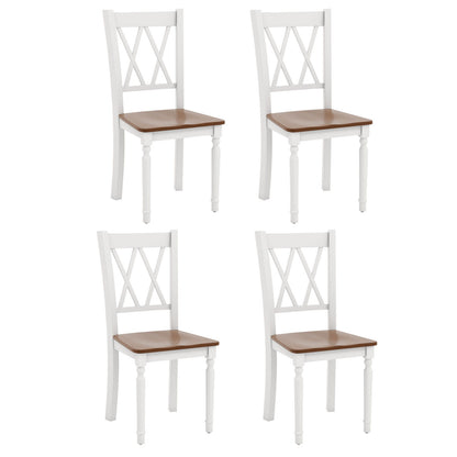 Set Of 4 Wooden Farmhouse Kitchen Chairs, Walnut