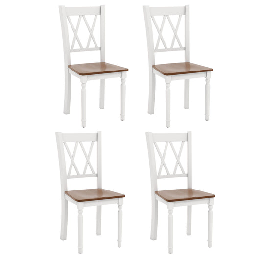 Set Of 4 Wooden Farmhouse Kitchen Chairs, Walnut