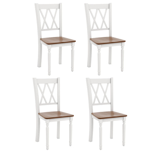 Set Of 4 Wooden Farmhouse Kitchen Chairs, Walnut