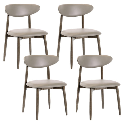 Set of 4 Wooden Dining Chairs with Curved Backrest, Gray