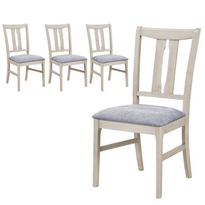 Set of 4 Wooden Upholstered Dining Chairs, High Curved Back, Gray Dining Chairs Gray at Gallery Canada
