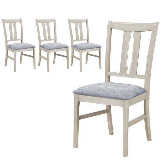 Set of 4 Wooden Upholstered Dining Chairs, High Curved Back, Gray Dining Chairs Gray at Gallery Canada