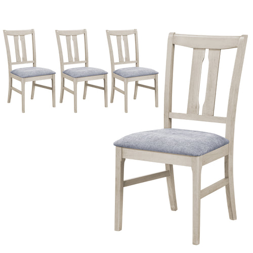 Set of 4 Wooden Upholstered Dining Chairs, High Curved Back, Gray