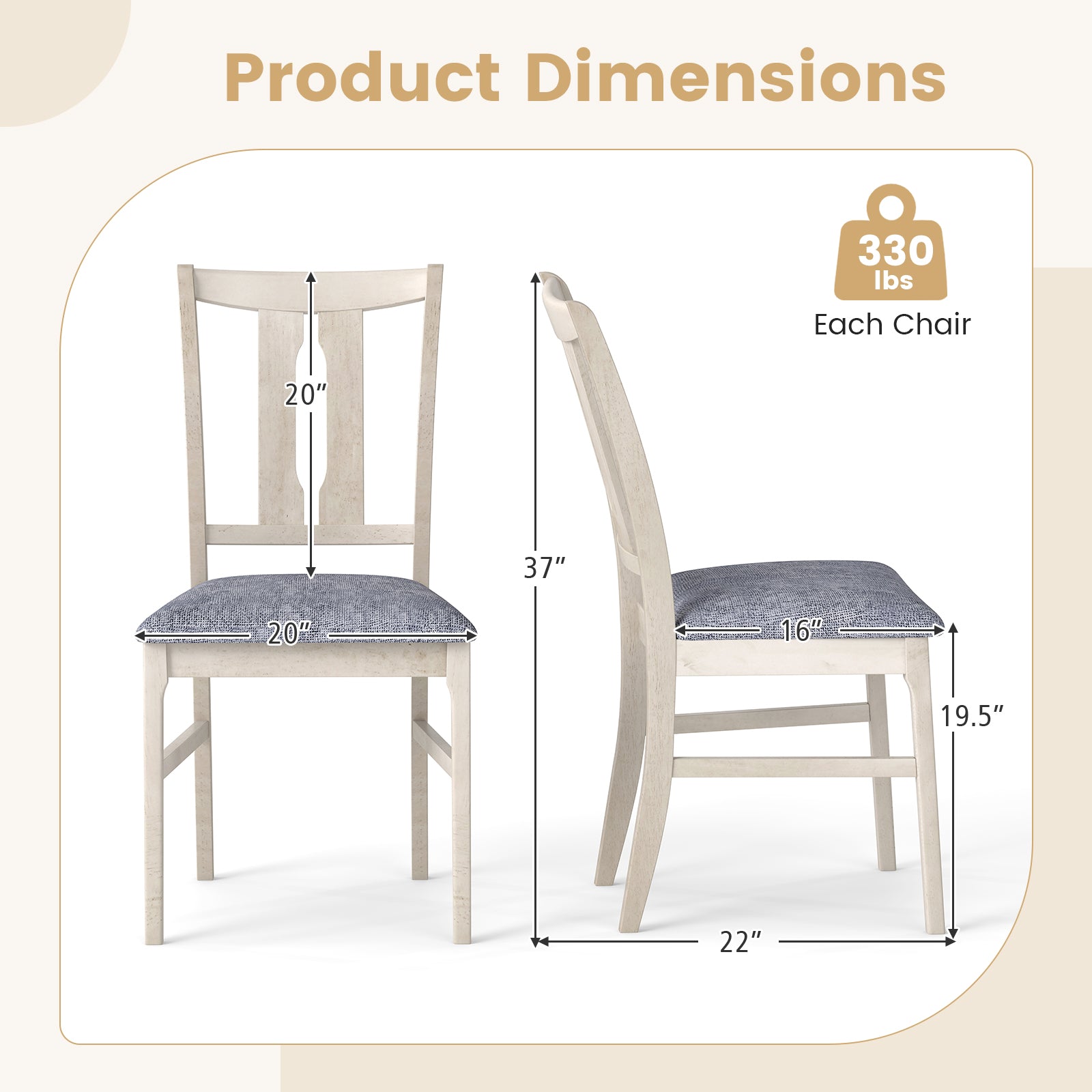 Set of 4 Wooden Upholstered Dining Chairs, High Curved Back, Gray Dining Chairs at Gallery Canada