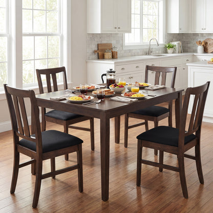 Set Of 4 Wooden Upholstered Dining Chairs, High Curved Back, Walnut Dining Chairs at Gallery Canada