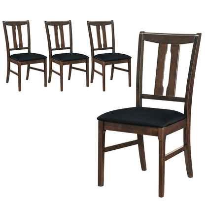 Set Of 4 Wooden Upholstered Dining Chairs, High Curved Back, Walnut Dining Chairs Walnut at Gallery Canada