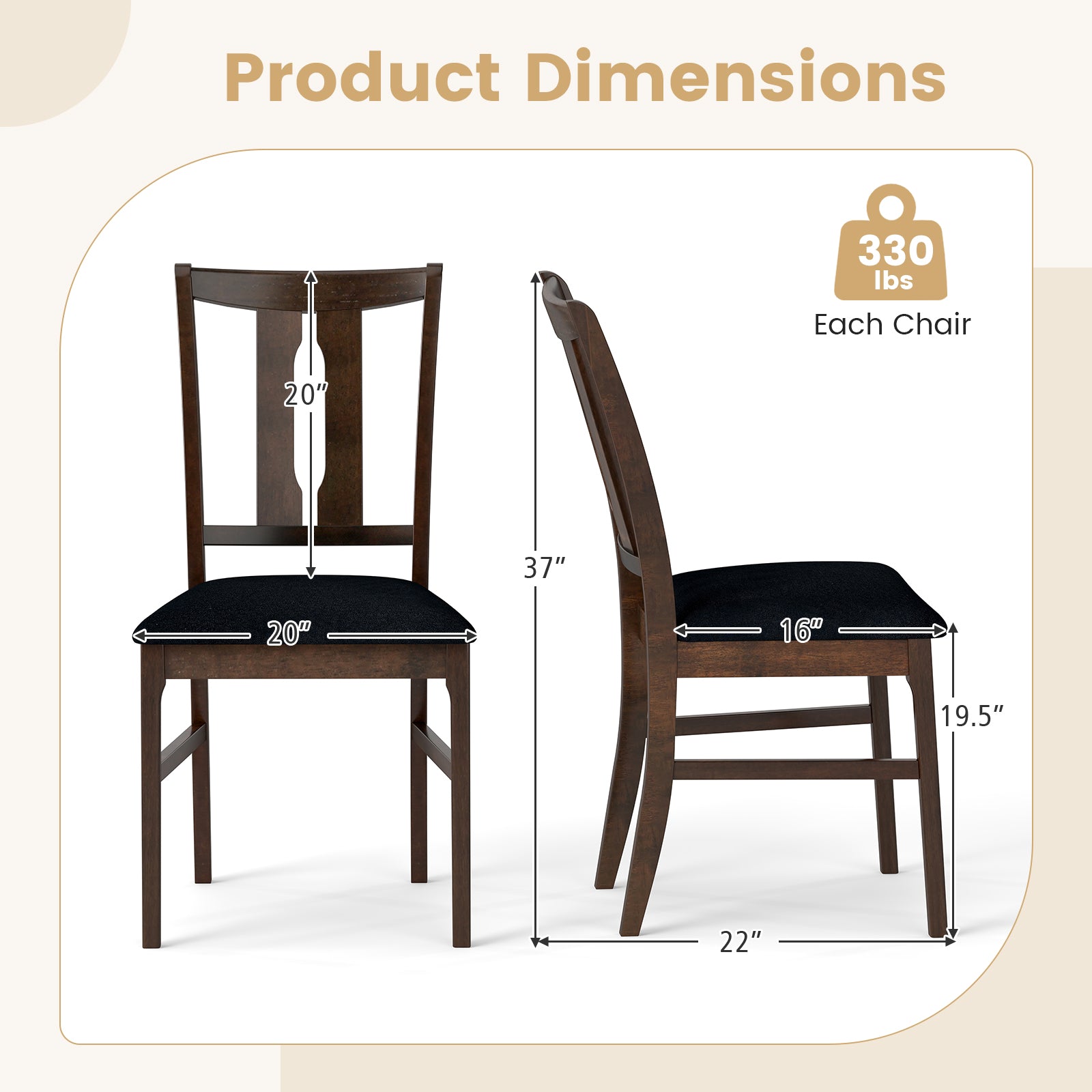 Set Of 4 Wooden Upholstered Dining Chairs, High Curved Back, Walnut Dining Chairs at Gallery Canada