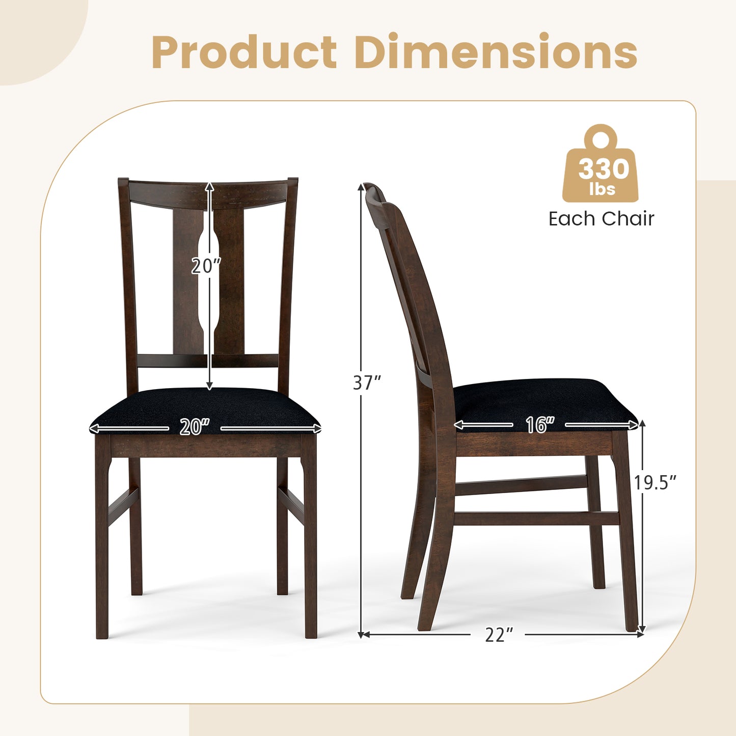 Set Of 4 Wooden Upholstered Dining Chairs, High Curved Back, Walnut Dining Chairs at Gallery Canada