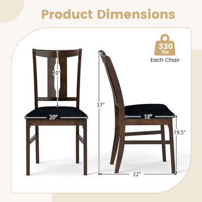 Set Of 4 Wooden Upholstered Dining Chairs, High Curved Back, Walnut Dining Chairs at Gallery Canada