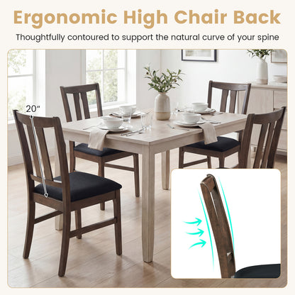 Set Of 4 Wooden Upholstered Dining Chairs, High Curved Back, Walnut Dining Chairs at Gallery Canada