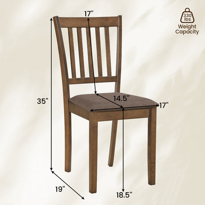 Set Of 4 Wooden Upholstered Dining Chairs, Brown