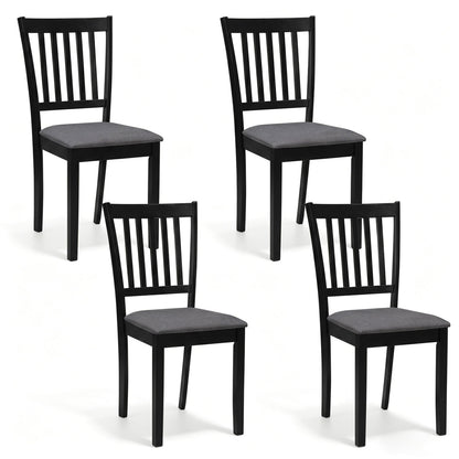 Set Of 4 Wooden Upholstered Dining Chairs, Black