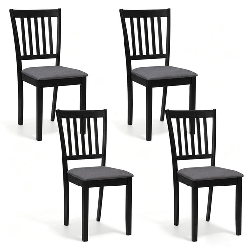 Set Of 4 Wooden Upholstered Dining Chairs, Black