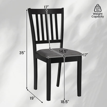 Set Of 4 Wooden Upholstered Dining Chairs, Black