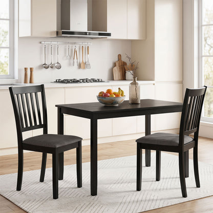 Set Of 4 Wooden Upholstered Dining Chairs, Black
