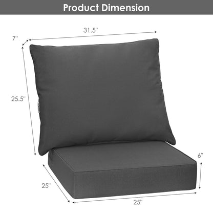 Set of 6 Deep Seat Chair Cushion Pads Set with Rope Belts for Indoor and Outdoor, Gray Outdoor Furniture Accessories at Gallery Canada