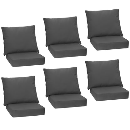 Set of 6 Deep Seat Chair Cushion Pads Set with Rope Belts for Indoor and Outdoor, Gray Outdoor Furniture Accessories Gray at Gallery Canada