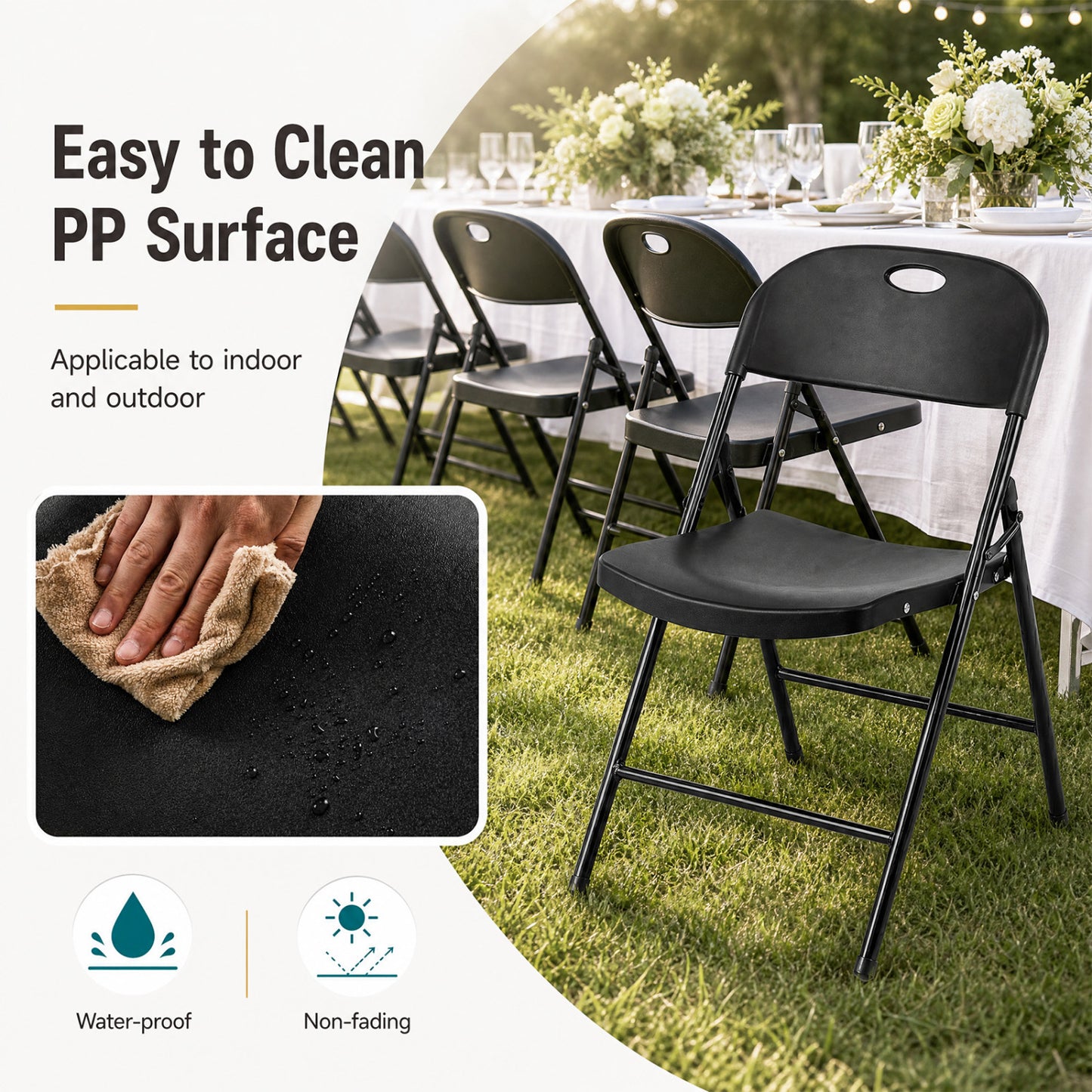Set of 6 Foldable Plastic Chairs