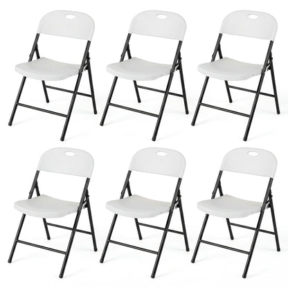 Set of 6 Foldable Plastic Chairs, White