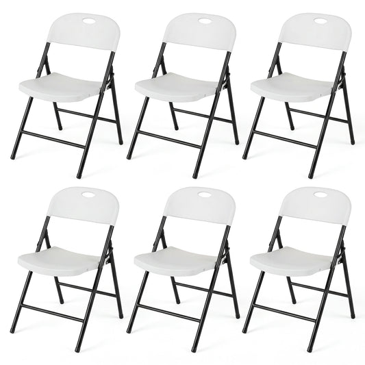 Set of 6 Foldable Plastic Chairs, White Dining Chairs White at Gallery Canada