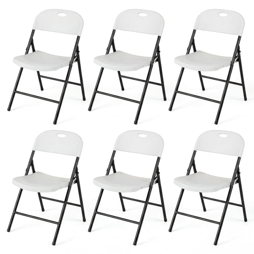 Set of 6 Foldable Plastic Chairs, White