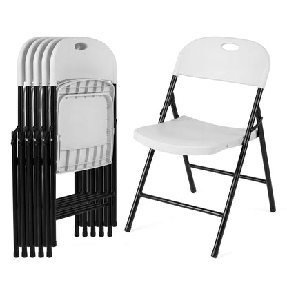 Set of 6 Foldable Plastic Chairs, White