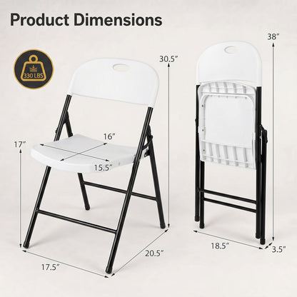 Set of 6 Foldable Plastic Chairs, White
