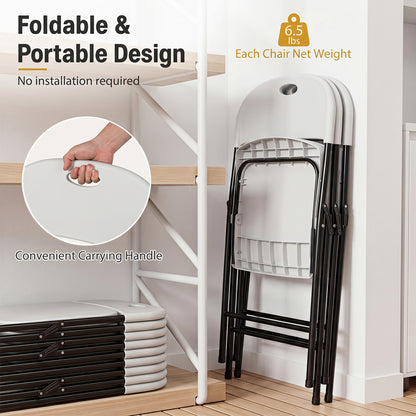 Set of 6 Foldable Plastic Chairs, White