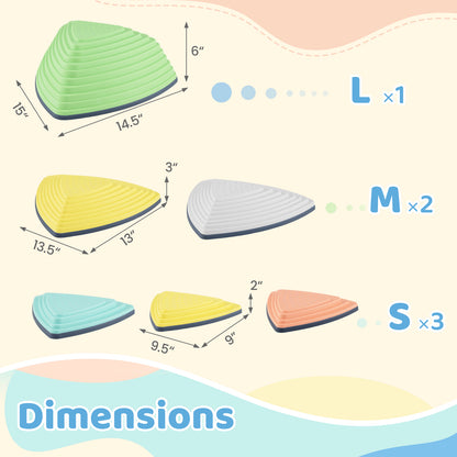 Set of 6 Stepping Stones for Kids Non-Slip Balance Stones with Storage Bag-Set of 6, Multicolor Toy Sports at Gallery Canada