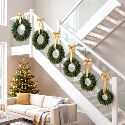 Couronnes de Noël artificielles, lot de 6, vert