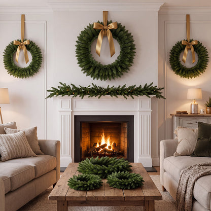 Couronnes de Noël artificielles, lot de 6, vert