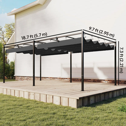19' x 10' Dark Grey Pergola, Retractable Canopy, UV50+ Sun Shade, Dark Grey Pergolas at Gallery Canada