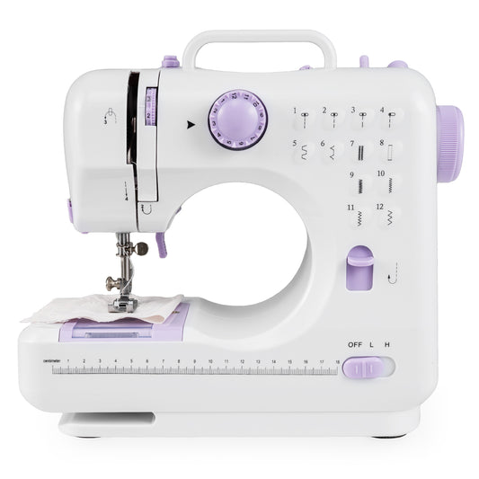 Sewing Machine for Beginners Mini Sewing Machine with 12 Built-in Stitches, White