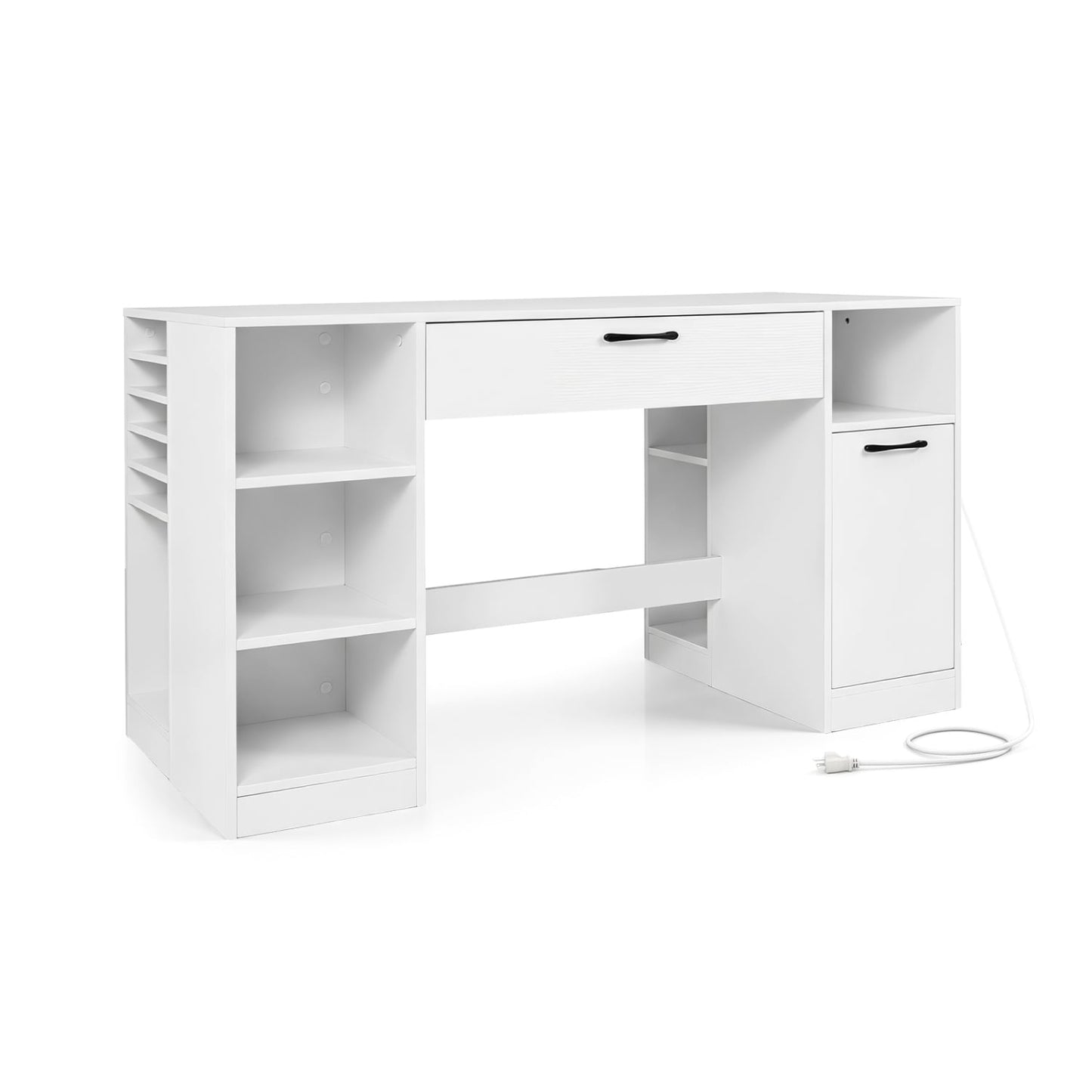 Sewing Table With Power Outlets, Craft Desk, White