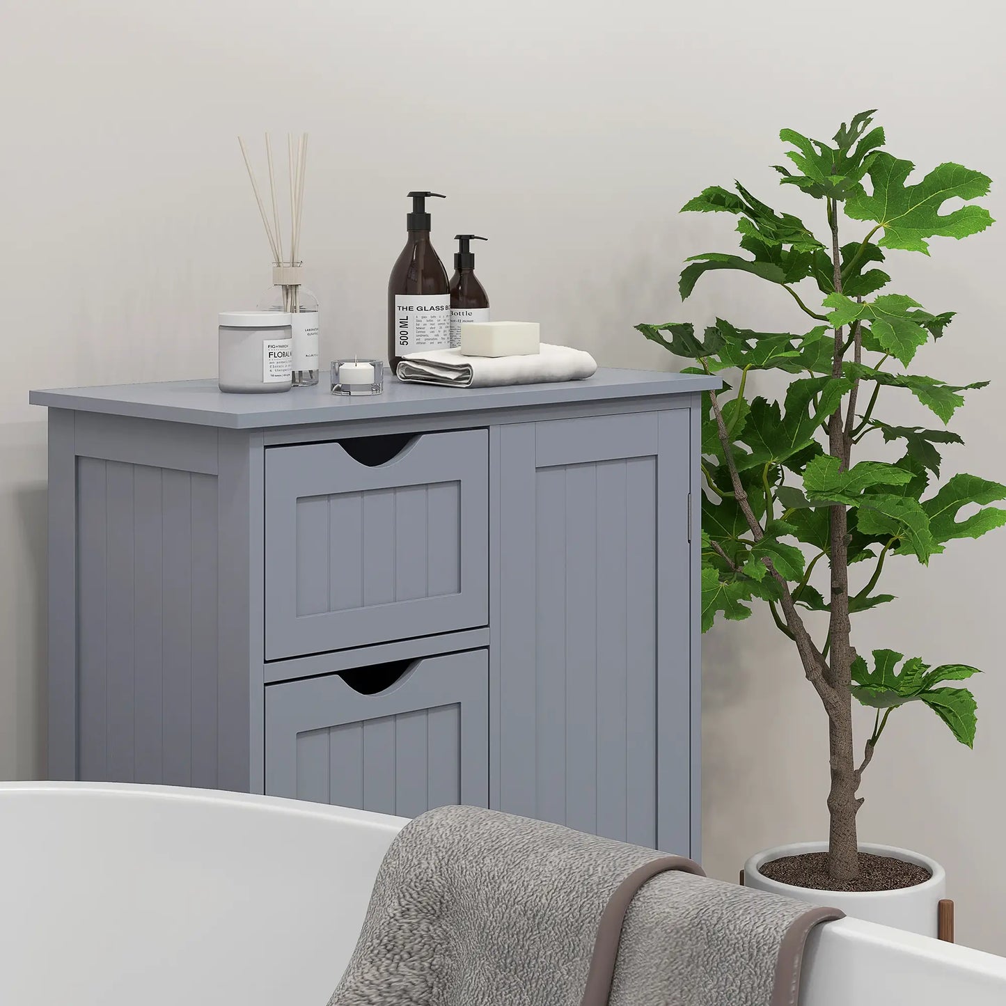 Bathroom Storage Cabinet, Adjustable Shelf, 4 Drawers, Grey Bathroom Cabinets at Gallery Canada