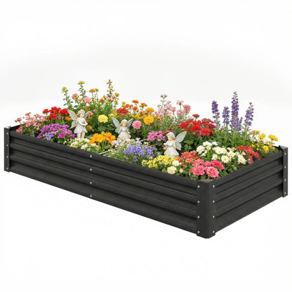 6 x 3 x 1ft Galvanized Raised Garden Bed, Black Outdoor Planter Box, Black Galvanized Planter Boxes Black at Gallery Canada