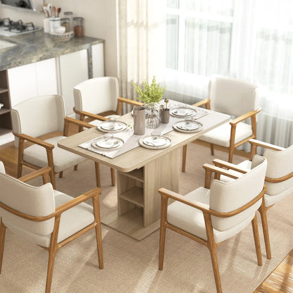 Extendable Dining Table, 43.3"-51.2", Natural Wood, 6 Shelves Dining Tables at Gallery Canada