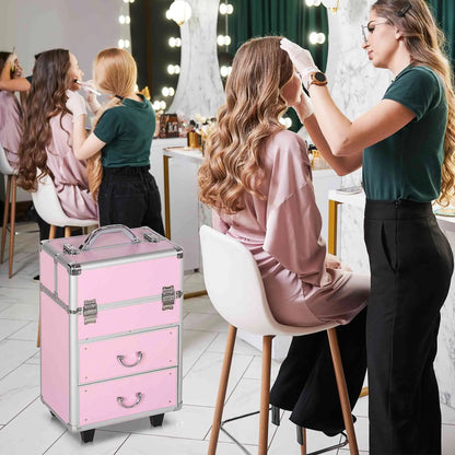 Rolling Makeup Train Case, Large Storage Cosmetic Trolley, Lockable Travel Cart Trunk Makeup Cases at Gallery Canada