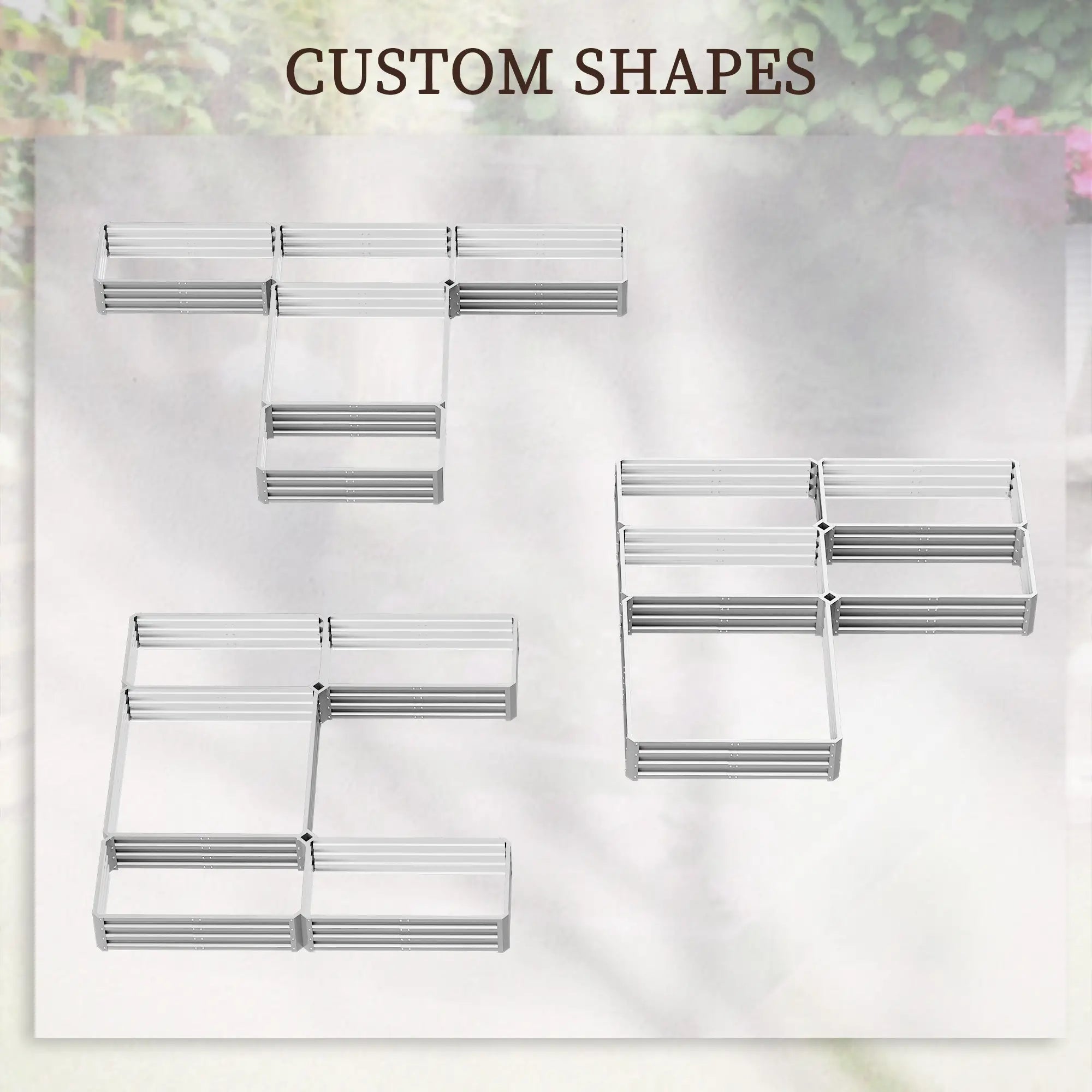 Steel Raised Garden Bed, 8x8x1ft, Set of 5 Large Planters, Silver Raised Garden Beds at Gallery Canada