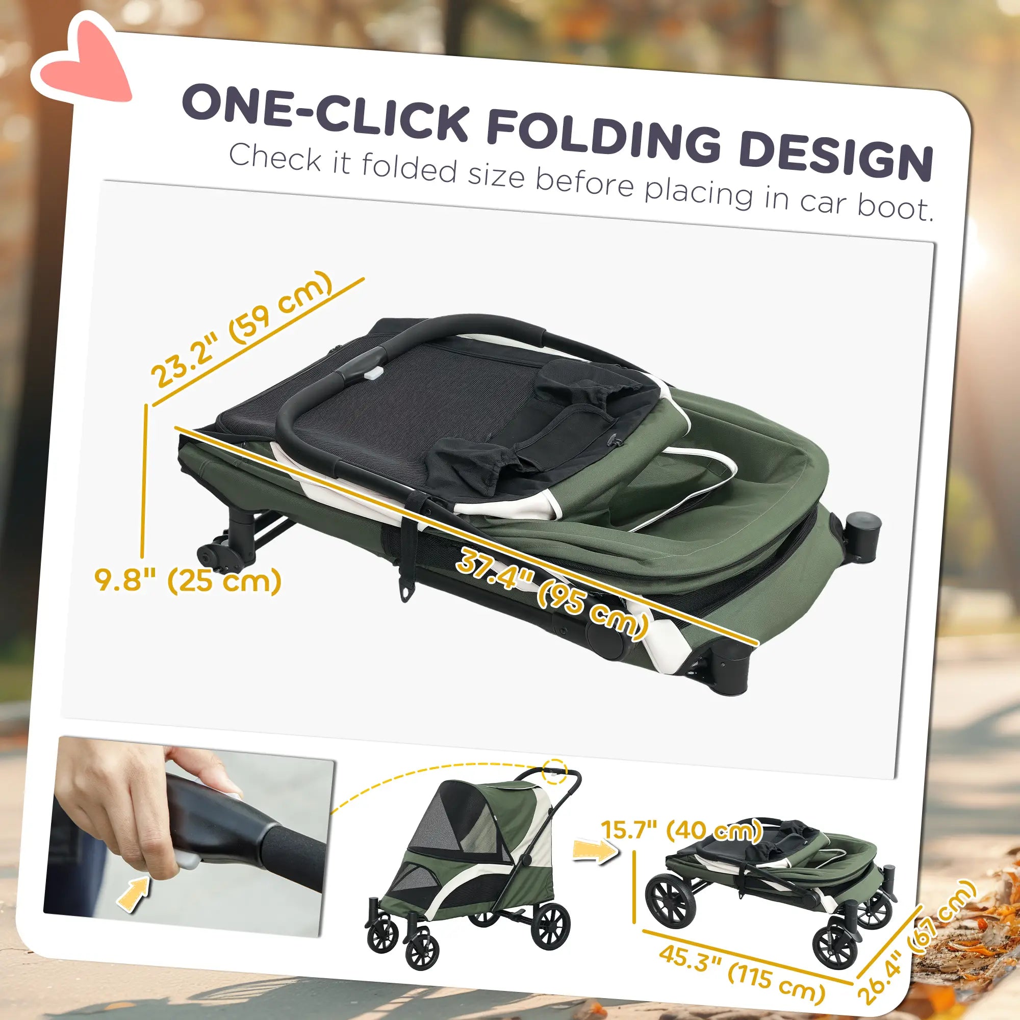 Foldable Pet Stroller, Large Dogs, Four Big Wheels, Dark Green Dog Bike Trailers & Strollers at Gallery Canada
