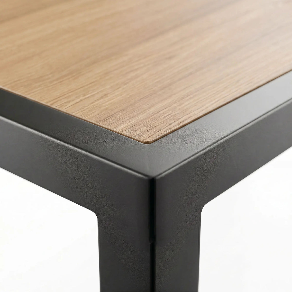 Outdoor Side Table, SPC Woodgrain Tabletop, Metal Patio Coffee Table, Brown Patio Side Tables at Gallery Canada